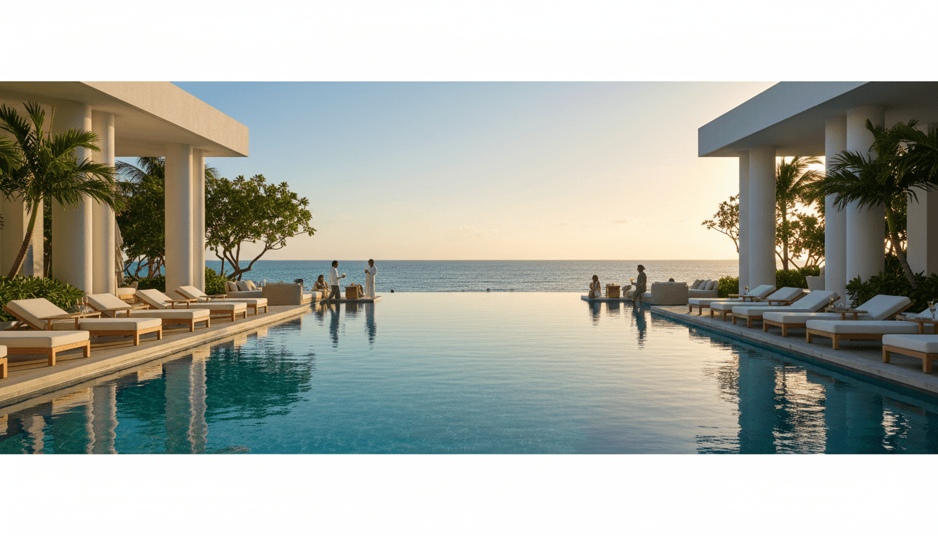 Infinity pool overlooking the ocean at sunset